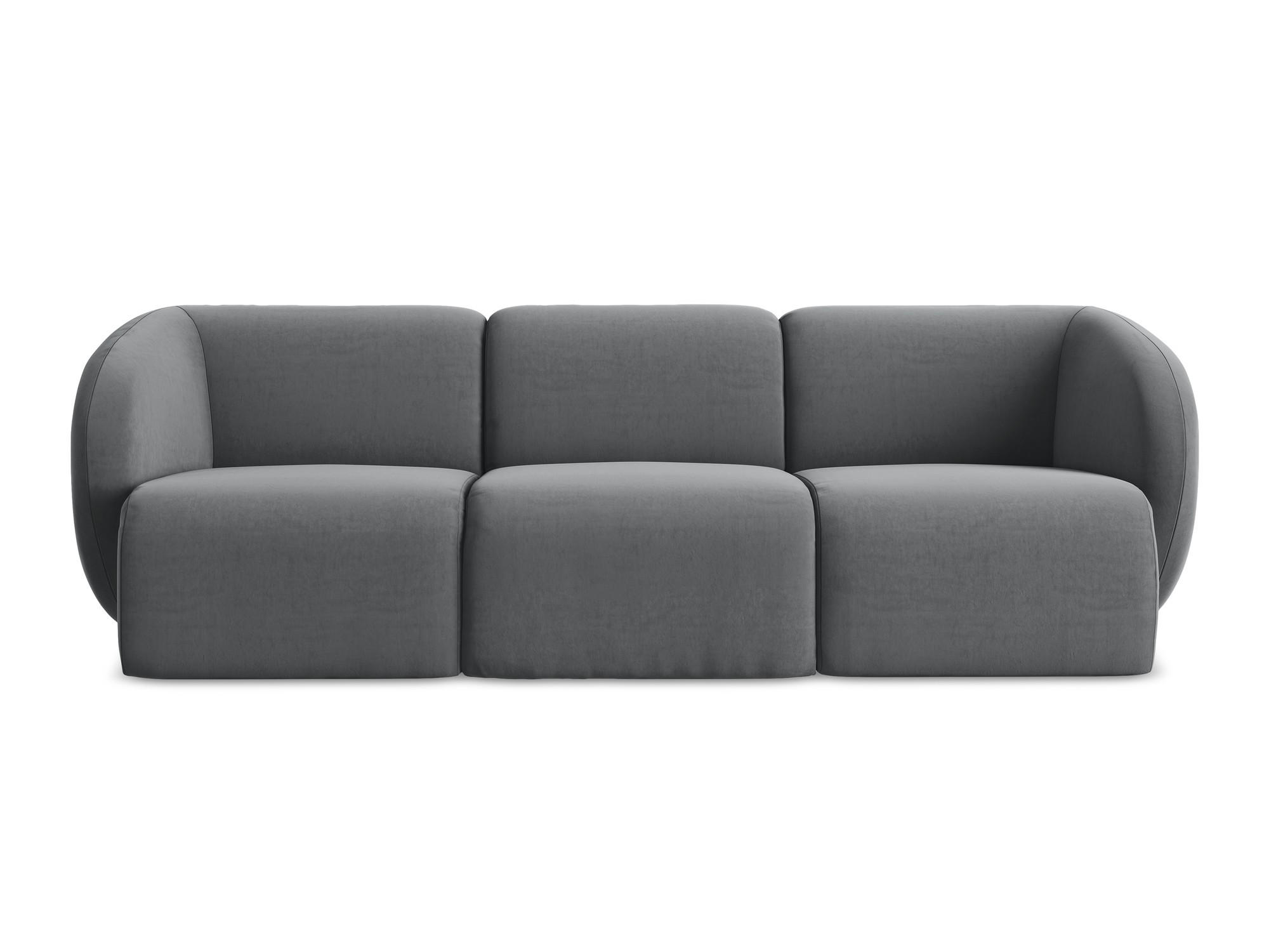 3-SITZER SOFA Samt Stoff Grau - Edelstahlfarben/Schwarz, Holzwerkstoff/Kunststoff (244/75/94cm) - Makamii