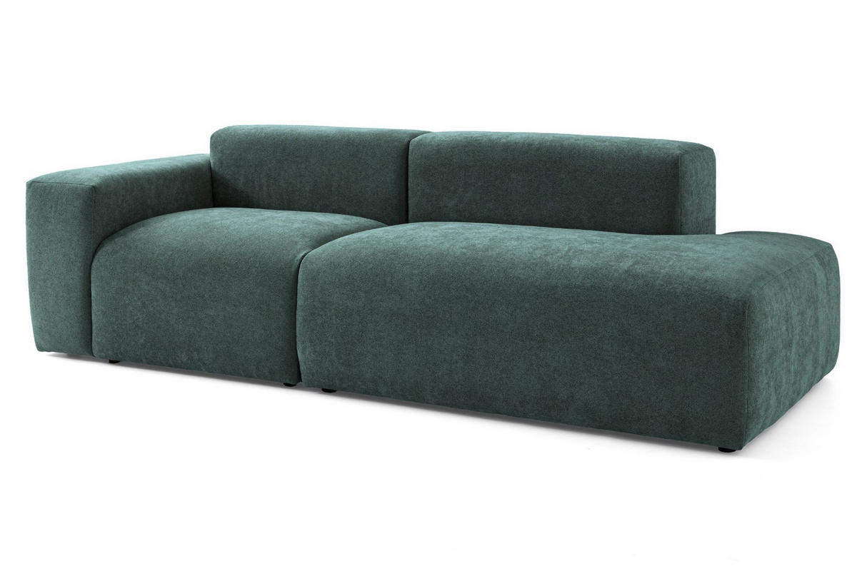 3-SITZER modulares Sofa HEAVEN SET 1 Rechts, Breite 255 cm Webstoff Dunkelgrün - Dunkelgrün/Schwarz, Holz/Kunststoff (102/71/255cm) - Muffo