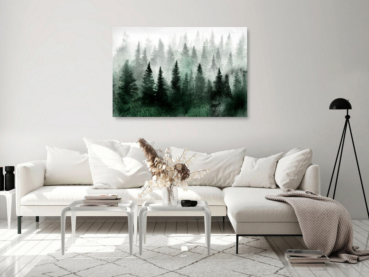 KUNSTDRUCK Grün 90/60 cm - Grau/Grün, Textil (90/60cm) - KUNSTLOFT