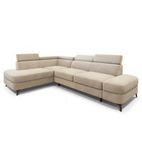 ECKSOFA AVISE MV L-S Creme Velours-Stoff mit Schlaffunktion - Creme, Holzwerkstoff/Textil (268/195cm) - MASSENO
