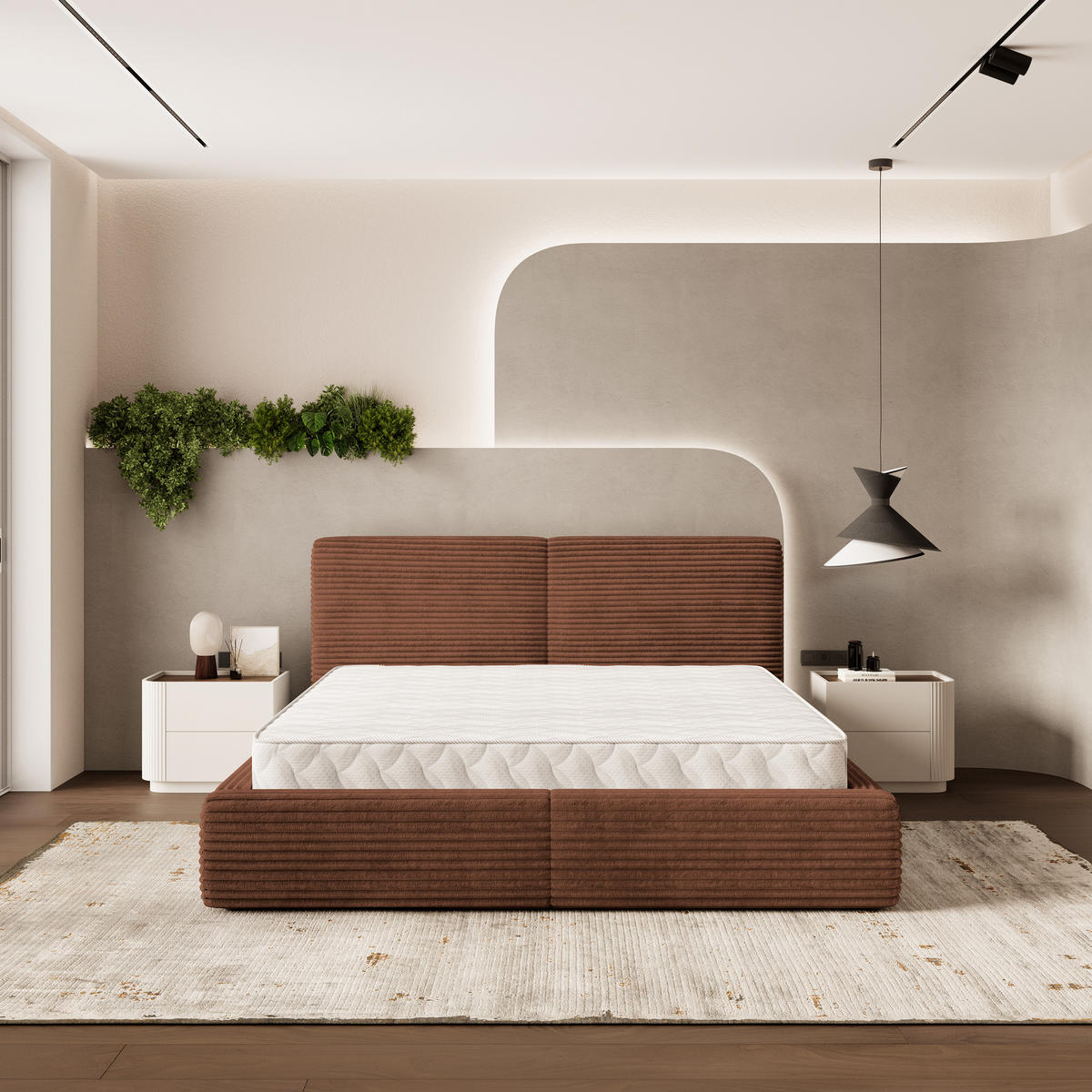 ČALOUNĚNÁ Postel FELURO 200x200 cm Hnědá - hnědá, kompozitní dřevo/textil (200/200cm) - MASSENO