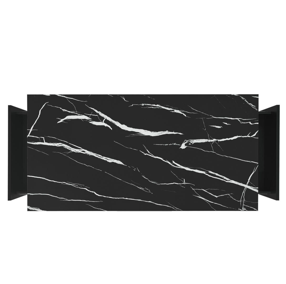 TV-ELEMENT aus Spanplatte 200x40x42 cm Schwarz mit Couchtisch, Schubladen und Marmor-Optik - Schwarz, Holzwerkstoff (100/40/50cm) - Modfu