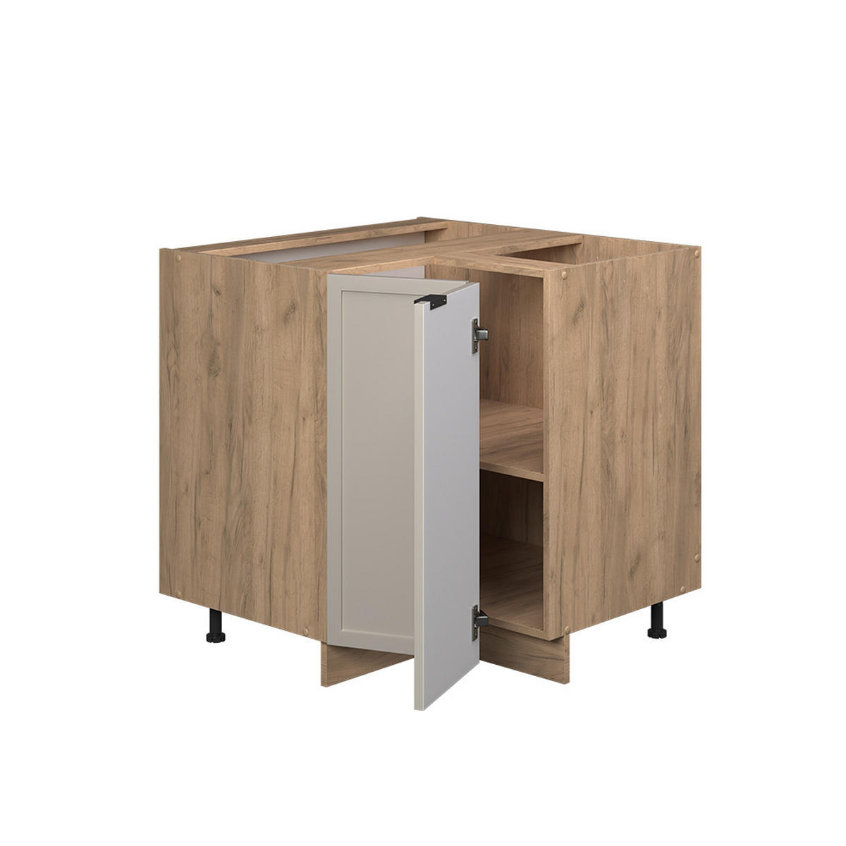 ECKUNTERSCHRANK Fame-Line GrauBeige 80.5 cm, AP Marmor - Honigeiche/Eiche Wotan, Holzwerkstoff (80.5/82/60cm) - Vicco