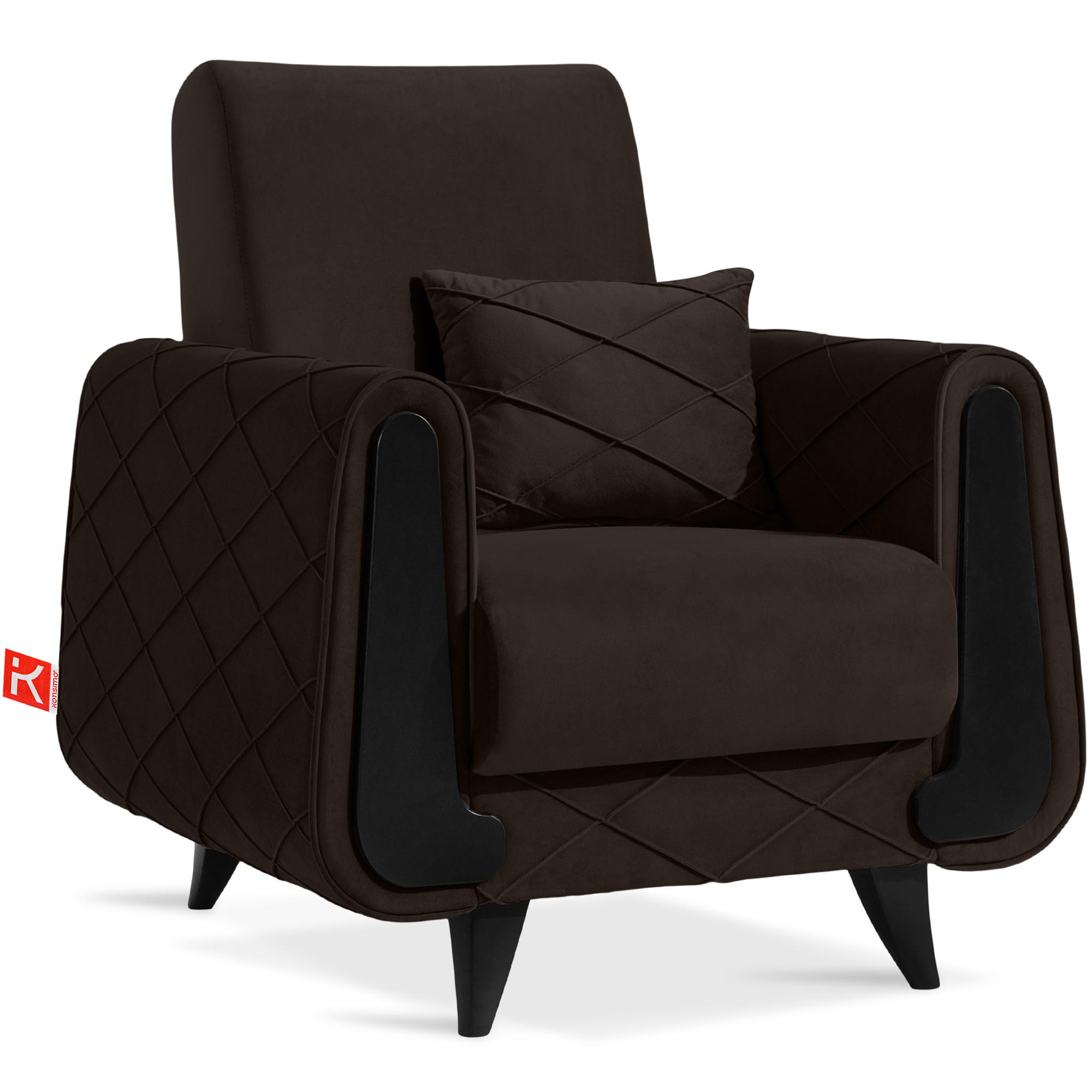 SESSEL GUSTAVO III Velours, Braun - Braun, Holz/Holzwerkstoff (83/95/92cm) - KONSIMO®