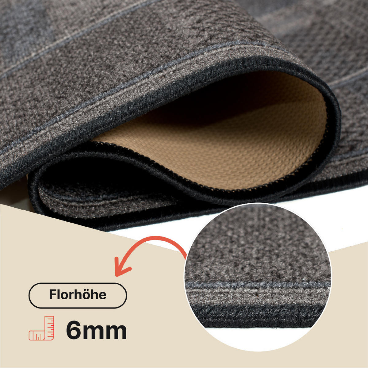TEPPICHLÄUFER Anti-Rutsch Anthrazit rutschfest Gummiunterlage 100/300 cm - Anthrazit, Textil (100/300cm) - Tapiso
