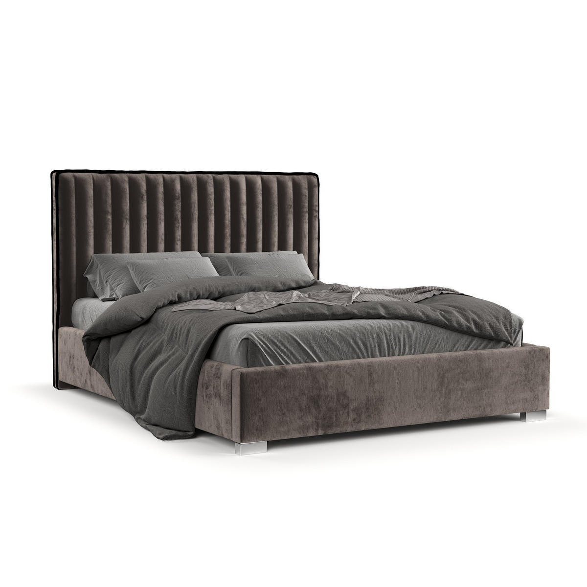 POLSTERBETT Breeze Braun 120/200 cm im Chenille-Stoff - Silberfarben/Naturfarben, Holz/Holzwerkstoff (120/200cm) - Maison de Reve