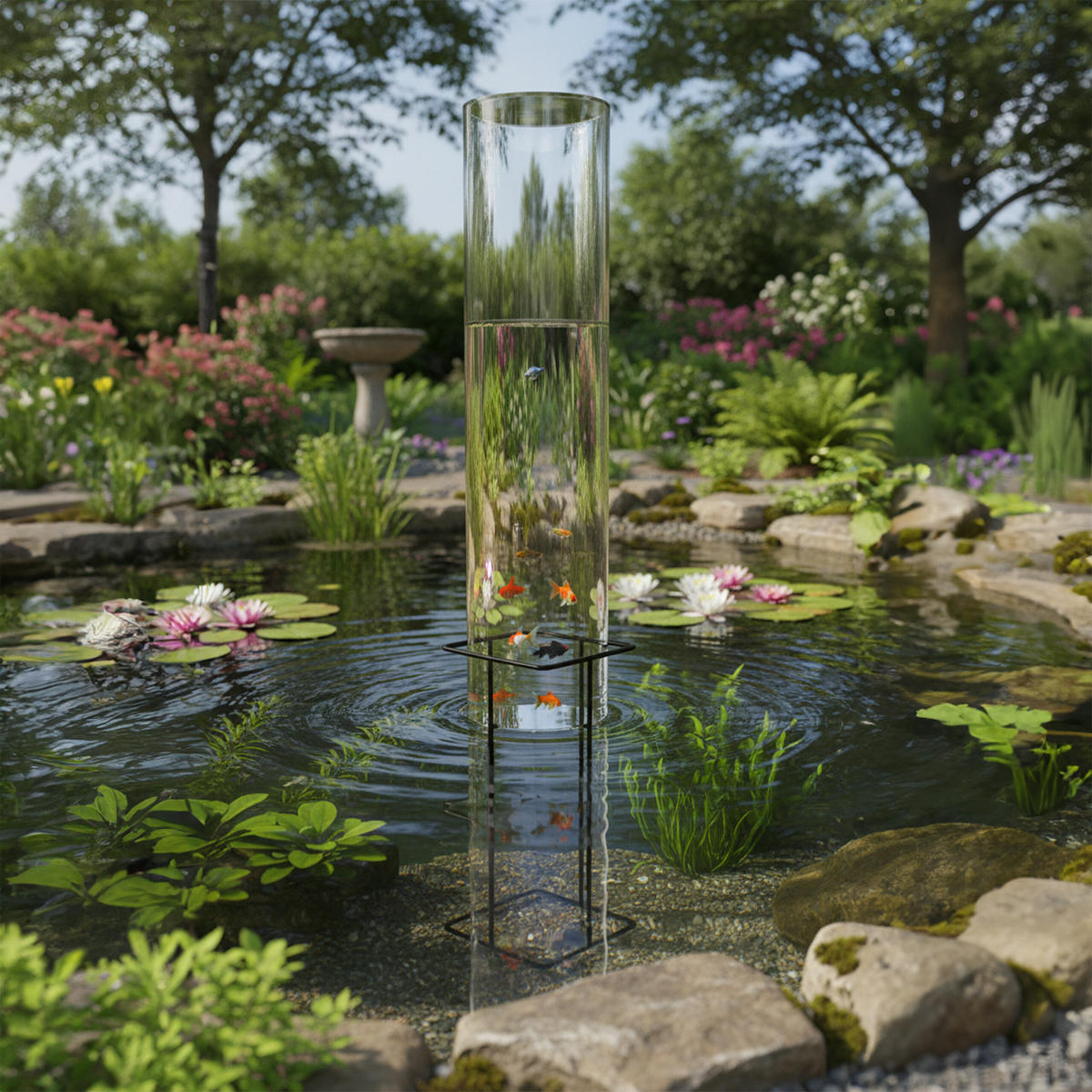 FISCHSÄULE - Transparent, Kunststoff/Metall (22/22/120cm) - Relaxdays