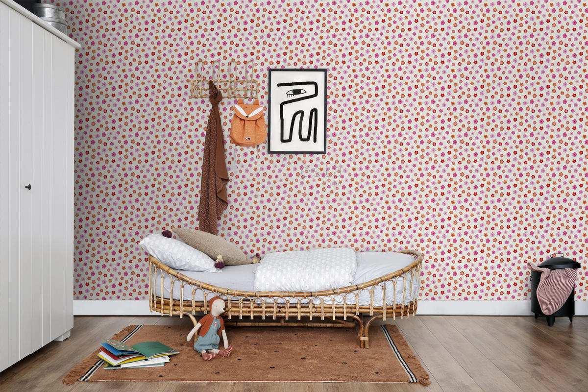 TAPETE Blumenmuster 53 cm x 10.05 m - Pink, Papier (53/0.1cm) - ESTAhome