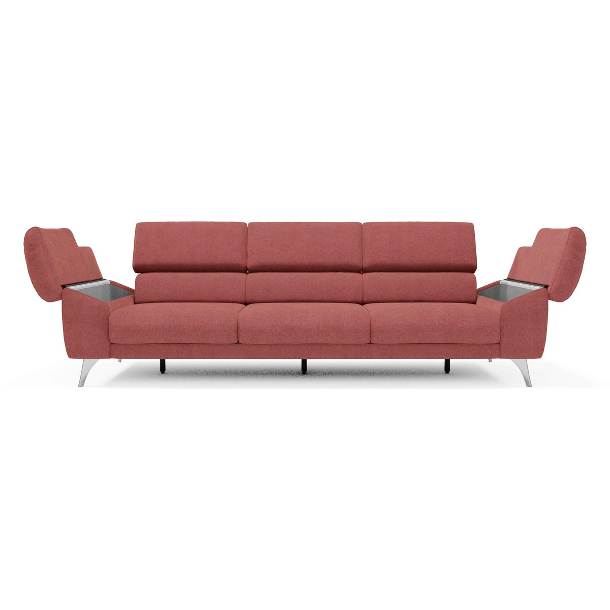 LINEARSOFA Donatello - Kirschrot, Metall (265/76/102cm) - Divani.store