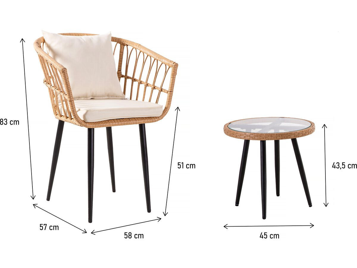 LOUNGEGARNITUR Vela 2-Sitzer Braun - Braun, Naturmaterialien/Glas - Habitat Garten