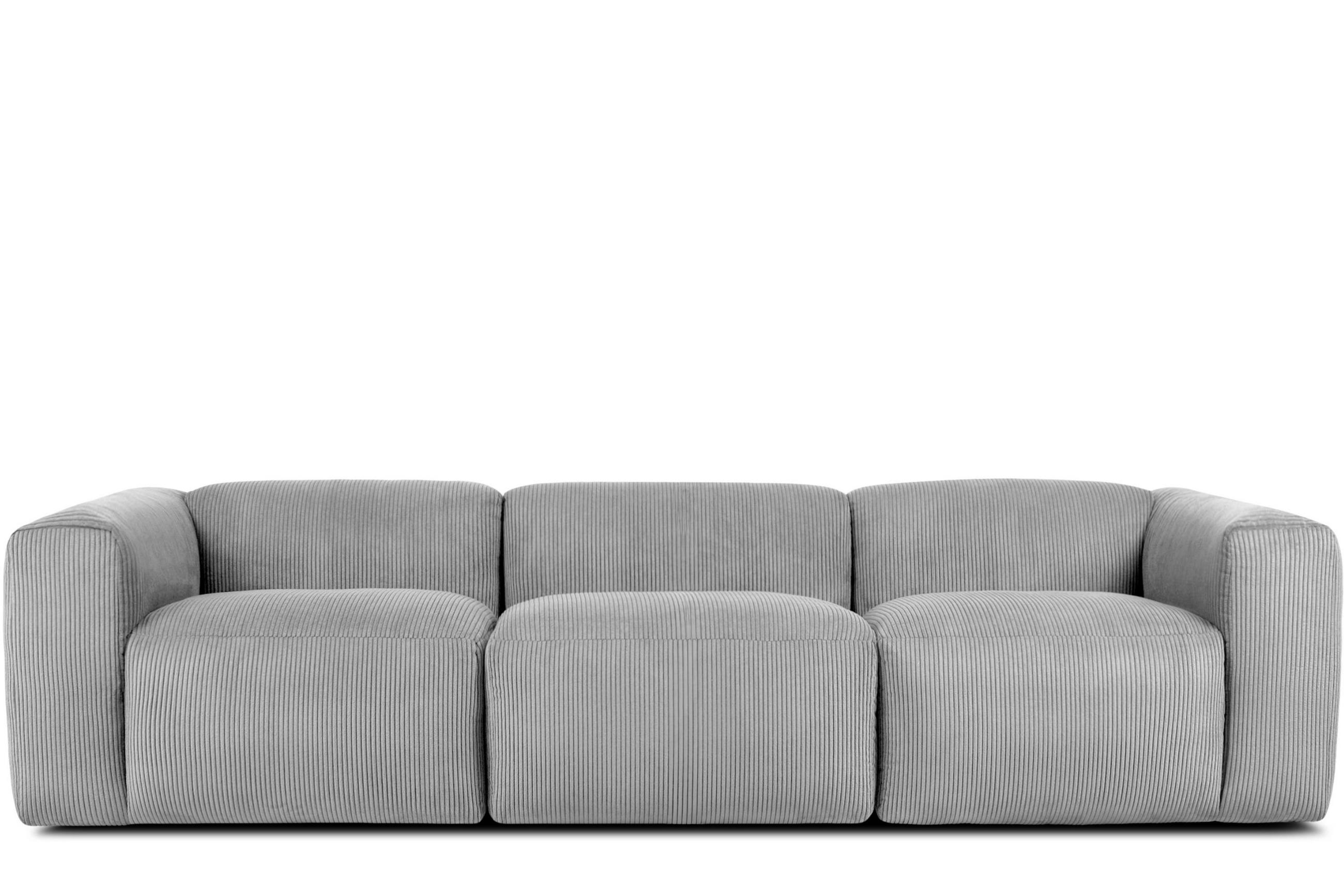 3-SITZER-MODULSOFA BUFFO mit extrem weicher und bequemer Sitzfläche, Kordstoff, hellgrau - Hellgrau, Textil (290/73/96cm) - KONSIMO®
