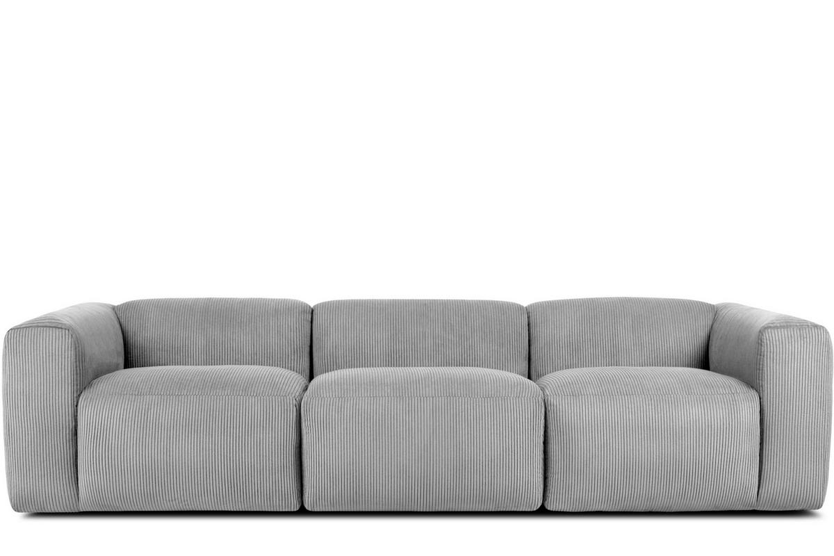 3-SITZER-MODULSOFA BUFFO mit extrem weicher und bequemer Sitzfläche, Kordstoff, hellgrau - Hellgrau, Textil (290/73/96cm) - KONSIMO®