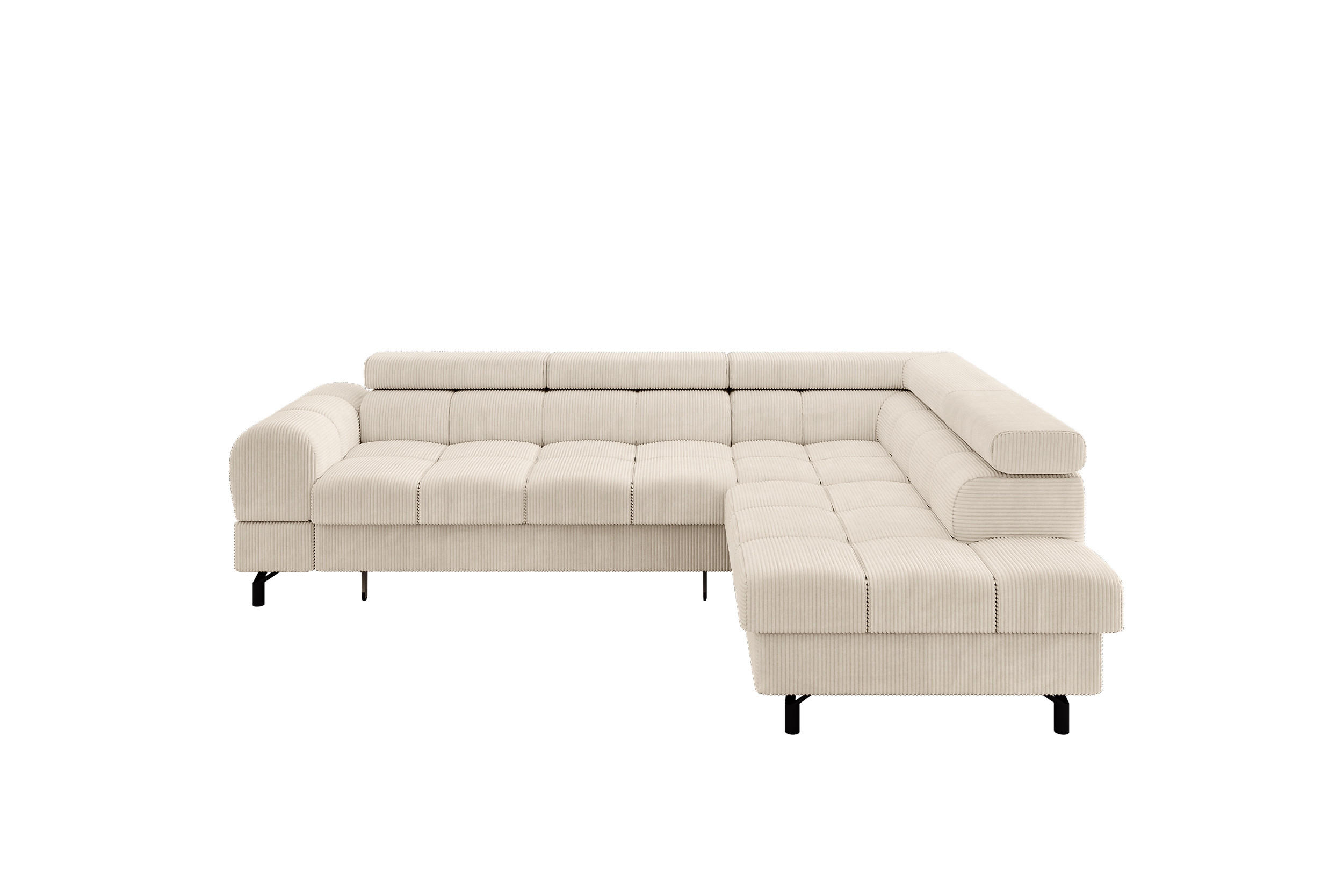 ROHOVÁ SEDAČKA s funkcí spaní otomana vpravo LUMA-L 272x203x70 béžová manšestr - černá/béžová, kompozitní dřevo/textil (203/272cm) - ALTDECOR
