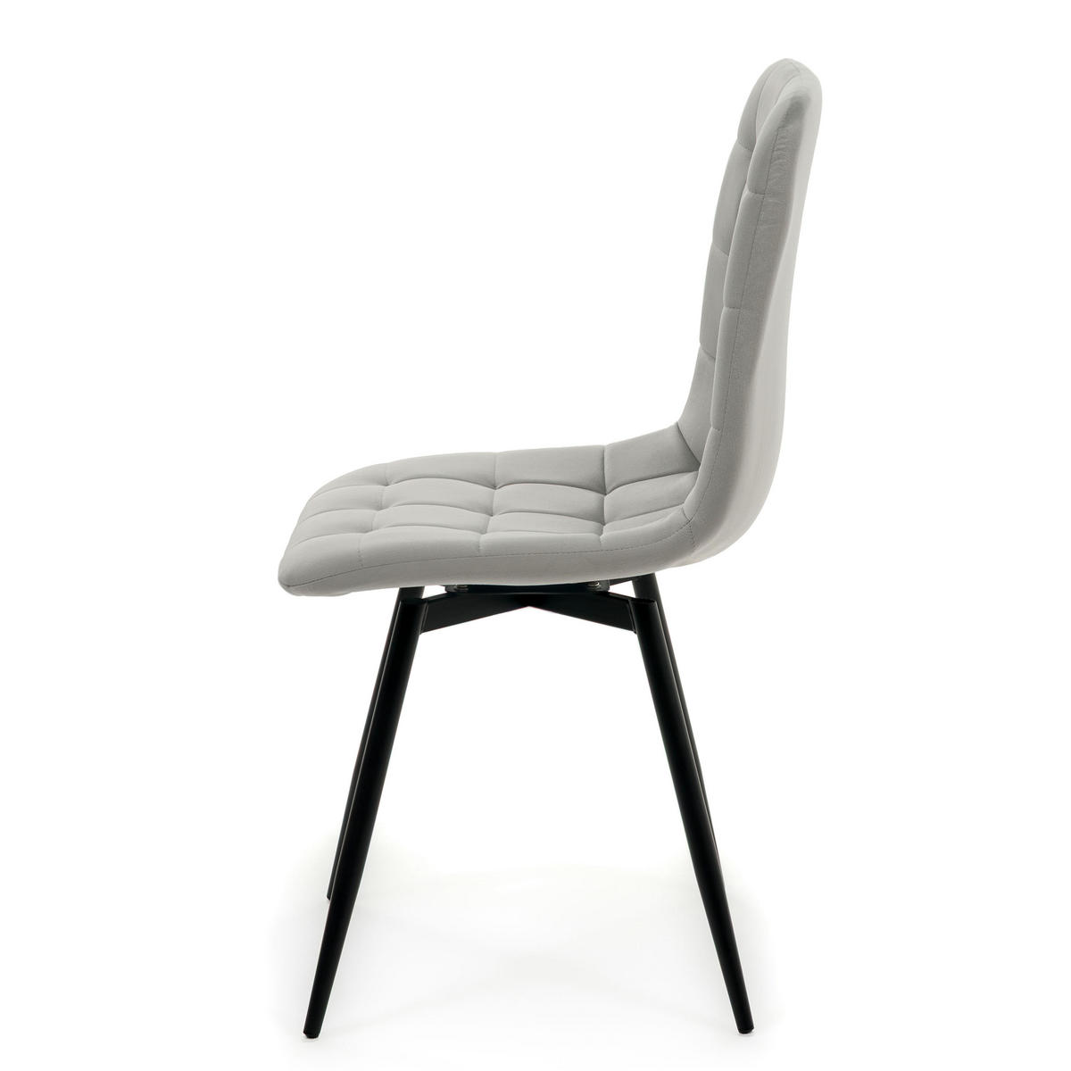 STUHL ARCO drehbar gepolstert mit Steppung - hellgrau - Samt Velours - Hellgrau/Schwarz, Textil/Metall (46/90/51cm) - NEW HOME