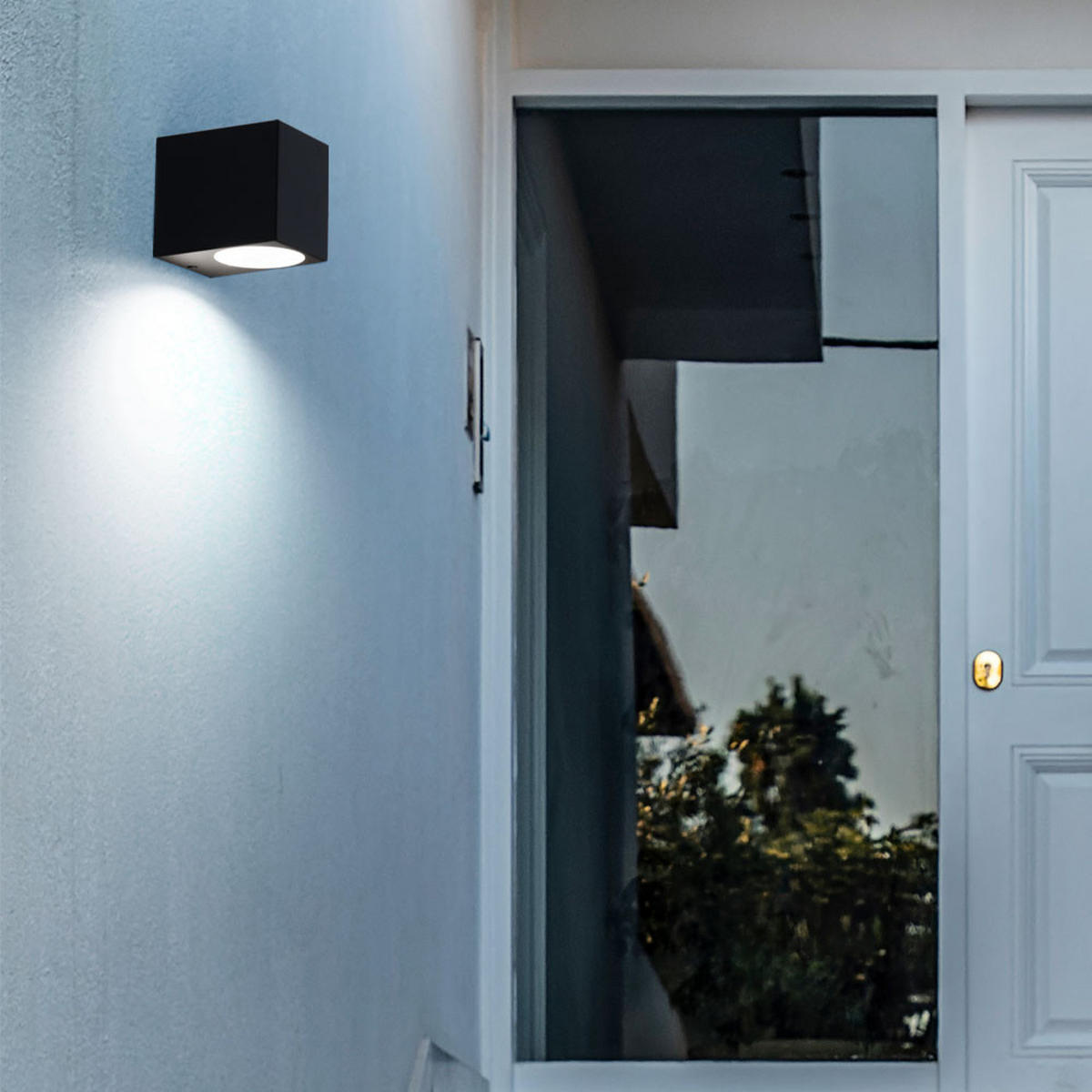 RGB LED AUSSEN-WANDLEUCHTE Grau 3er Set - Grau, Metall (6.8/9.2/8cm)