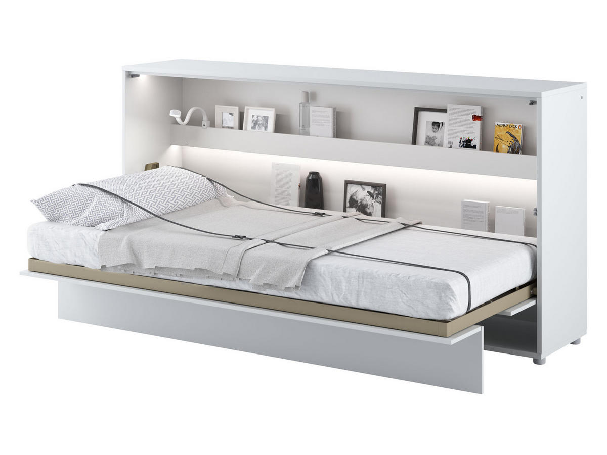 SCHRANKBETT Bed-Concept BC-06 90x200 mit LED-Lampe - Weiß/Grau, Holz/Holzwerkstoff (90/200cm) - MIRJAN24