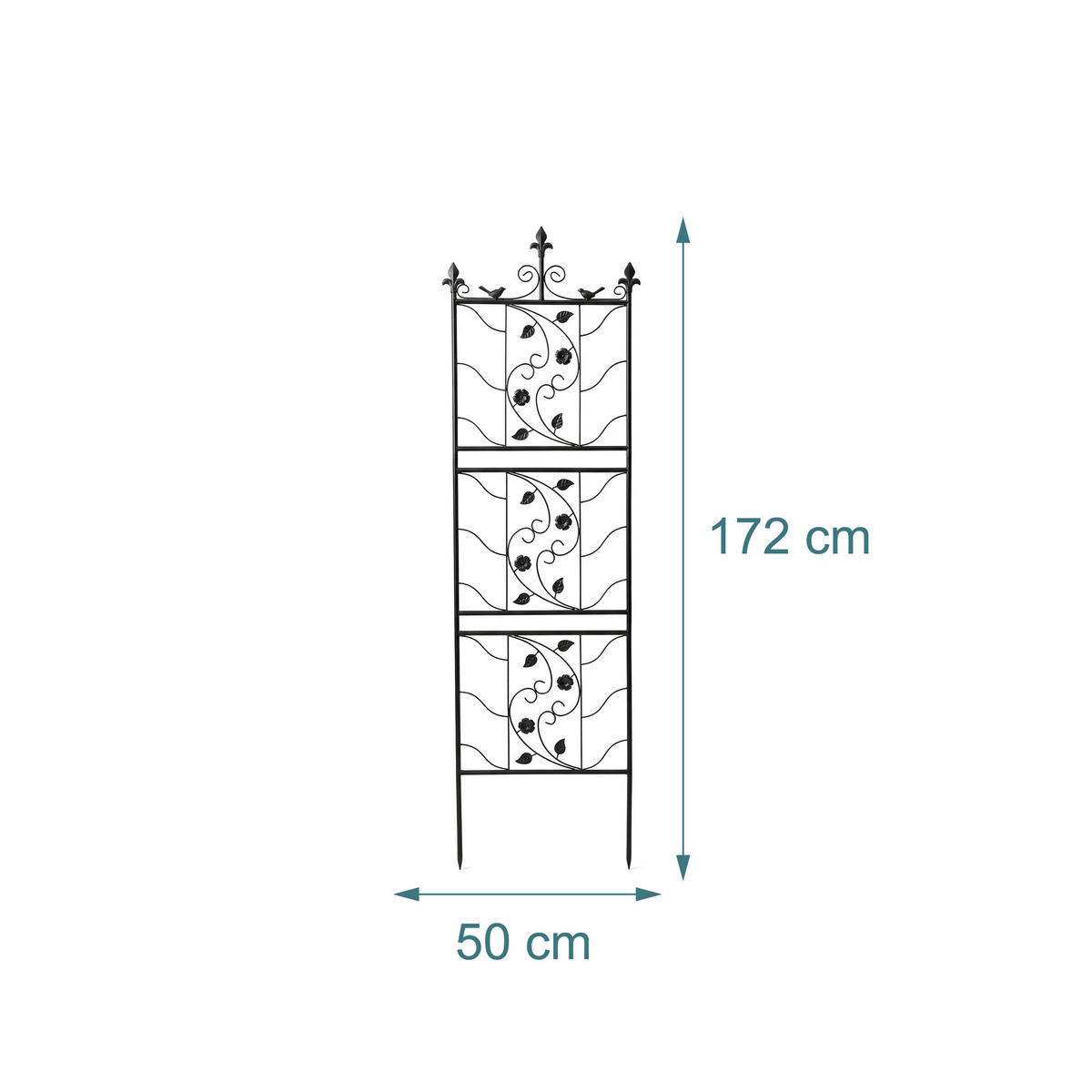 SPALIER Negru set-2 oțel 172x50 cm - negru, metal (50/172/1cm) - Relaxdays