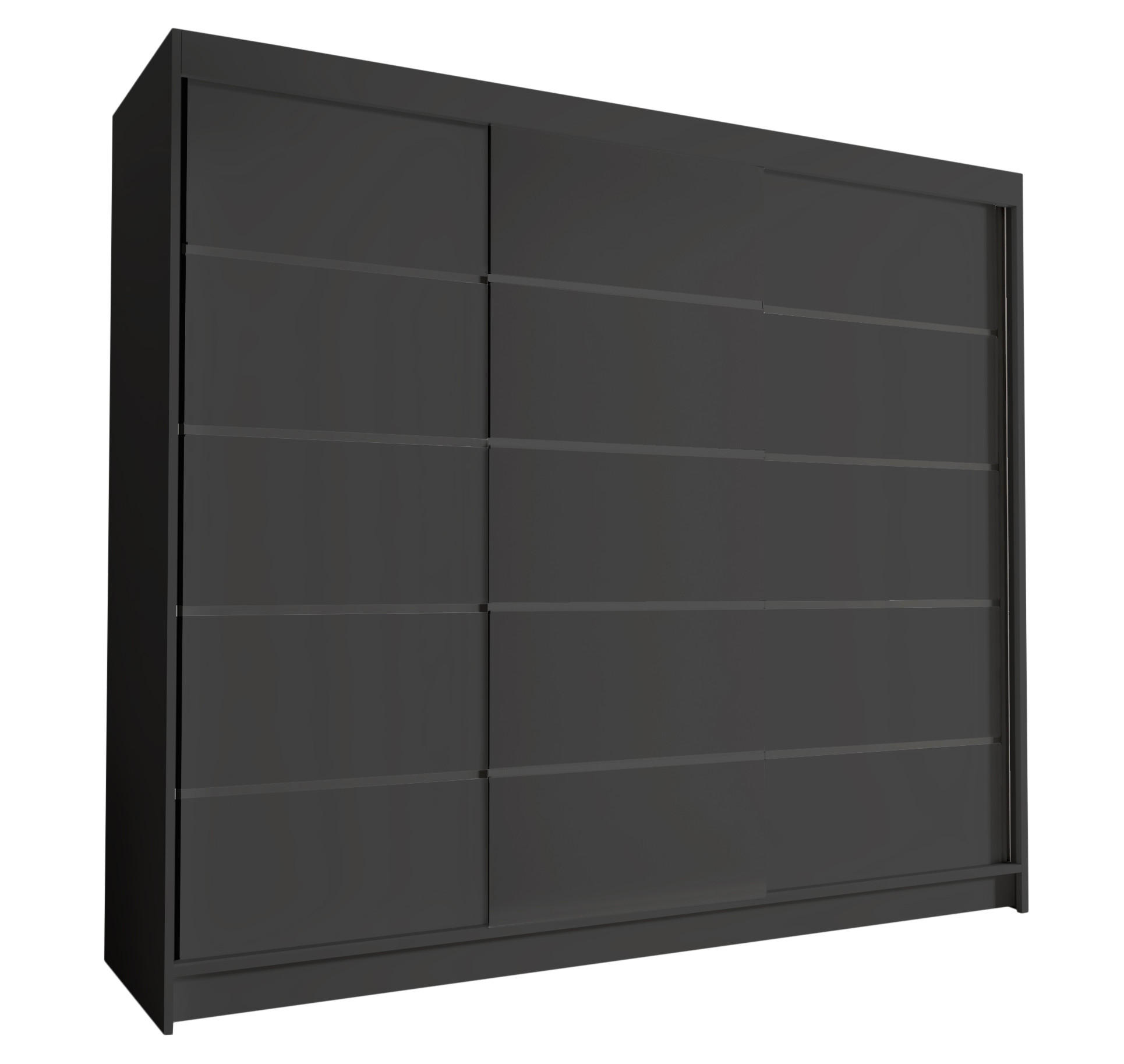 SCHWEBETÜRENSCHRANK Davos VII - 250 cm - Schwarz, Holzwerkstoff/Metall (250/215/58cm) - Sofnet