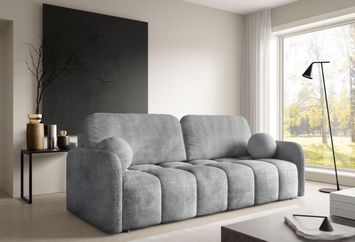 SOFA Cremona KUBI Ausziehbar Mit Bequemem Sitz 95 cm - Grau, Textil (218/90/88cm) - Sepro Meble