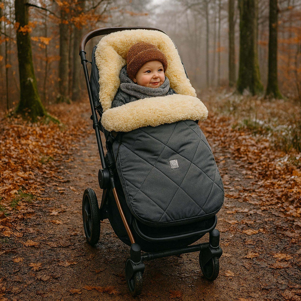 LAMMFELL-FUSSSACK Coosy, anthracite - Anthrazit, Fell (45/85cm) - Kaiserbaby