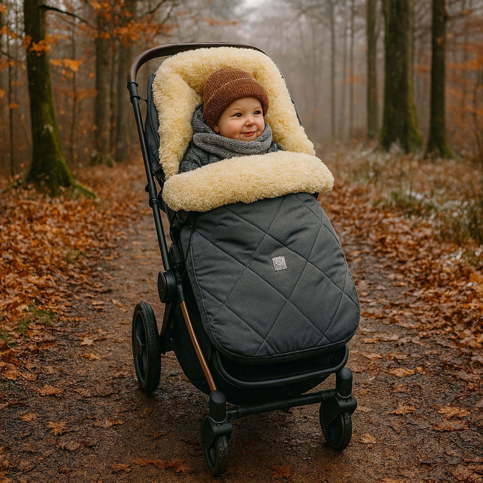 Thumbnail - Kaiserbaby Lammfell-Fusssack, Anthrazit, Fell, 45x85 cm, unisex, Baby on Tour, Kinderwagen, Kinderwagen-Zubehör, Fußsack...