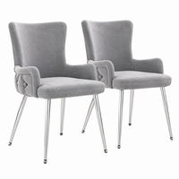 ESSZIMMERSTUHL Samt Grau mit Metallbeinen 2er-Set - Grau, Metall (47/85/49cm) - Meubliv
