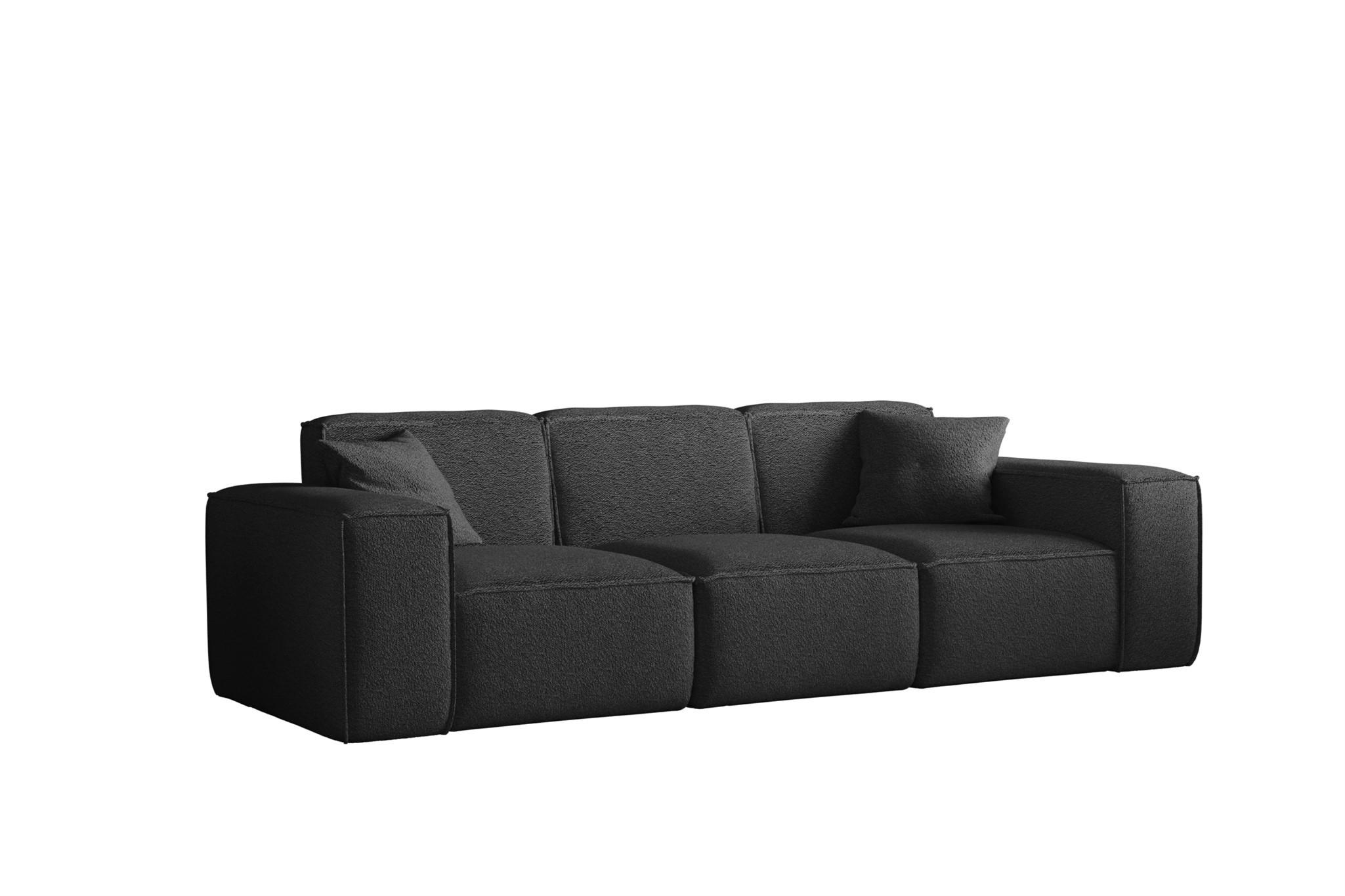 SOFA Celes Premium 3-sitzer Ascot Bukla - Schwarz, Holzwerkstoff/Textil (225/73/88cm) - Fun Möbel