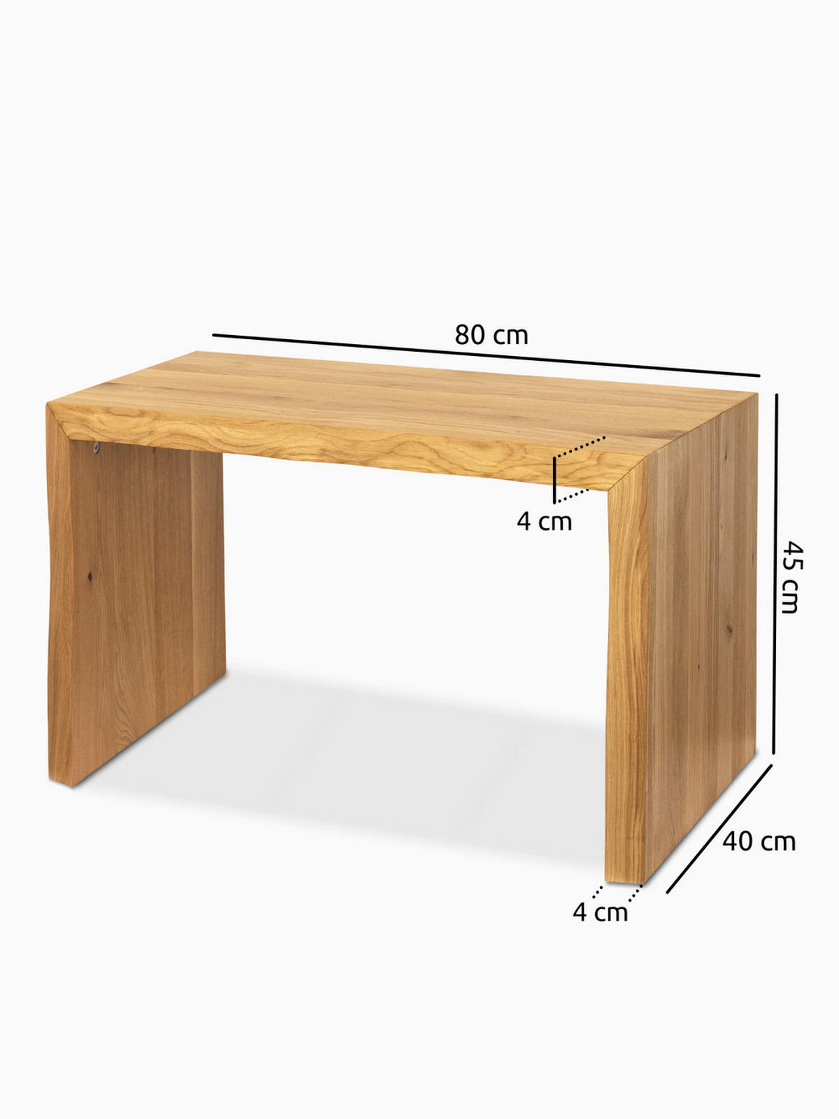 MASSIVHOLZBANK aus Eiche mit Baumkante S - Eichefarben, Holz (80/45/40cm) - holz4home
