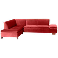 ECKSOFA mit Ottomane links Kaye Bezug Samtvelours Buche nussbaum dunkel / ziegel - Rot, Kunststoff (190/270cm) - 58aufmkessel
