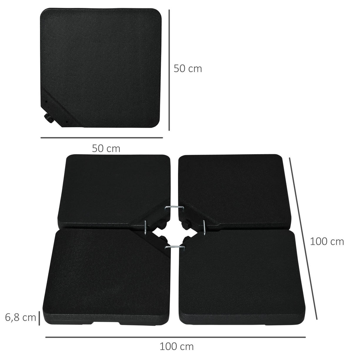 SCHIRMGEWICHT 4er-Set HDPE Schwarz - Schwarz, Kunststoff (100/100cm) - Outsunny