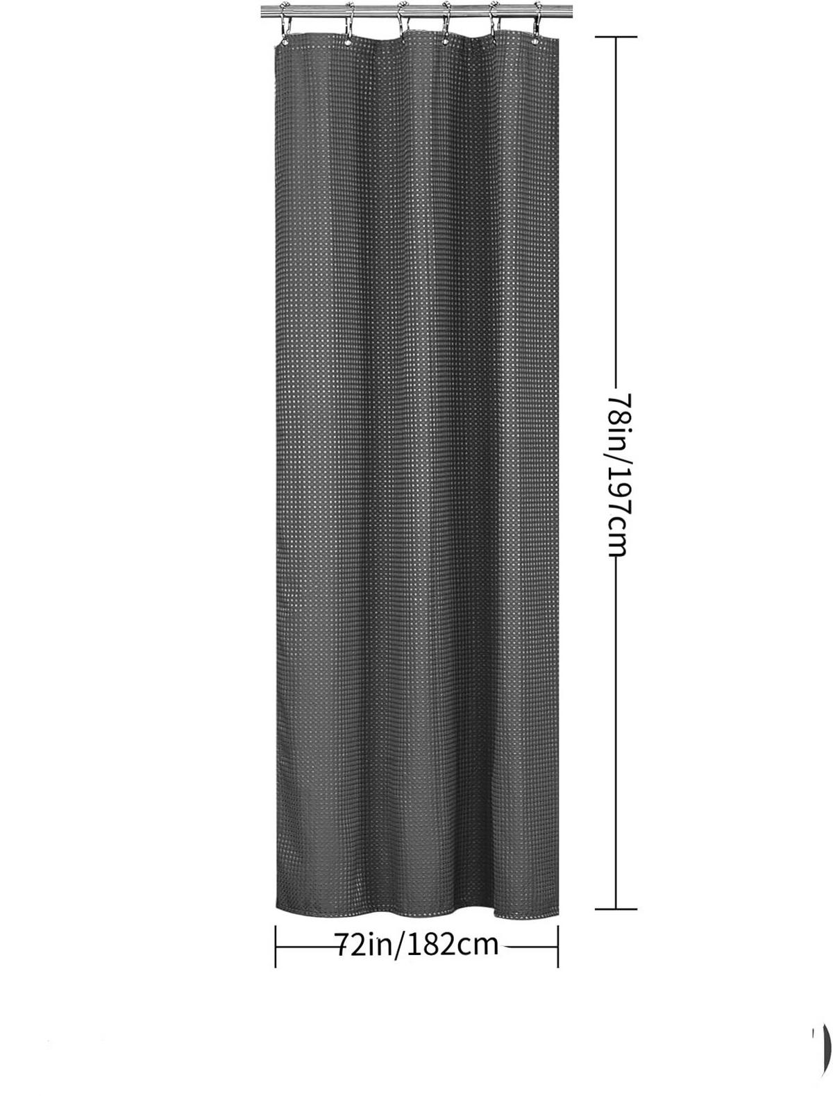 DUSCHVORHANG Grau Waffelstruktur Polyester maschinenwaschbar wasserdicht mit Haken - Grau, Textil (182/197cm) - MCBOSON