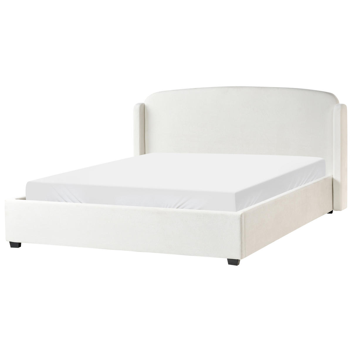 BETT mit Stauraum 180/200 cm Cremeweiß Bernay - Weiß, Textil (180/200cm) - Beliani