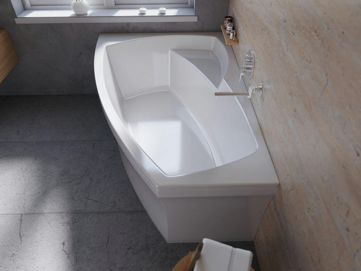BADEWANNE Eckwanne FRIDA 160/105 Links Ablauf & Füße - Weiß, Kunststoff (105/58/160cm) - bad land