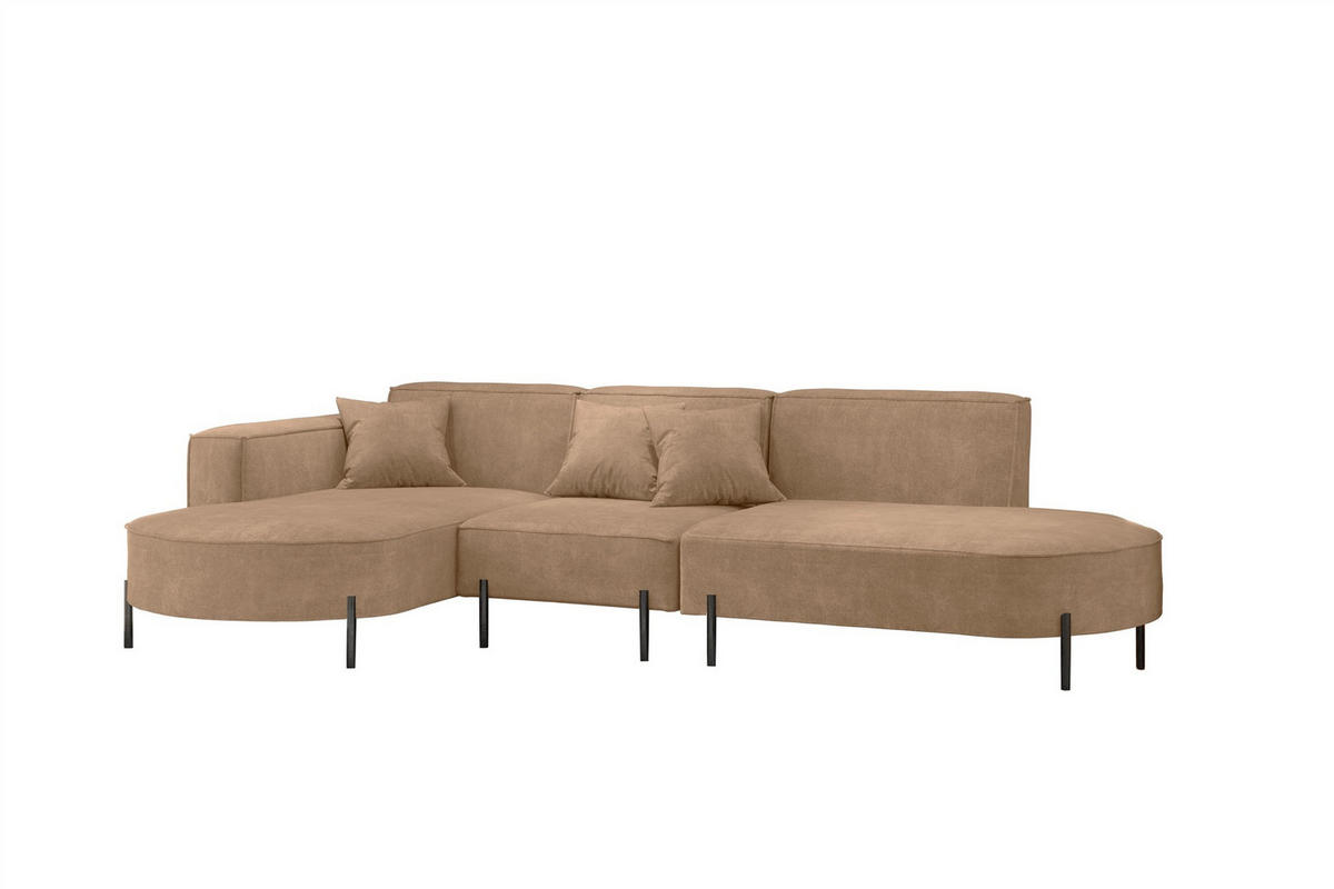 ECKSOFA Valencia - Braun, Holzwerkstoff/Textil (321/165cm) - Fun Möbel