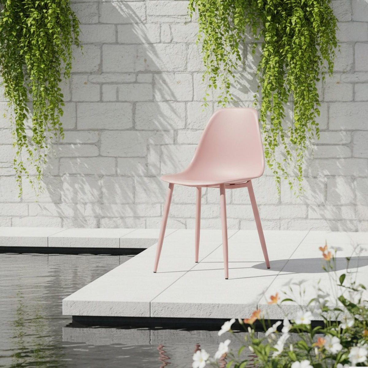 STUHL FÜR DRAUSSEN Nina Rosa 45 cm x 80 cm - Pink, Kunststoff (45/80/53cm)