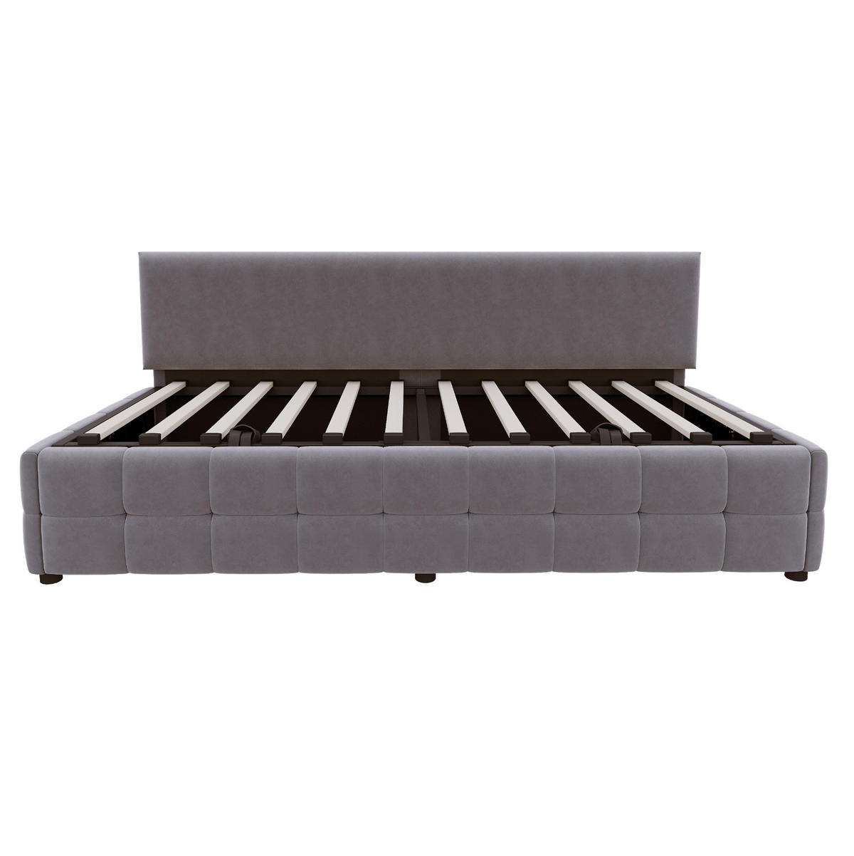 POLSTERBETT Schlafsofa 90/200 cm aus Samt mit hydraulischem Stauraum Dunkelgrau - Grau, Textil (90/200cm) - Modenvie
