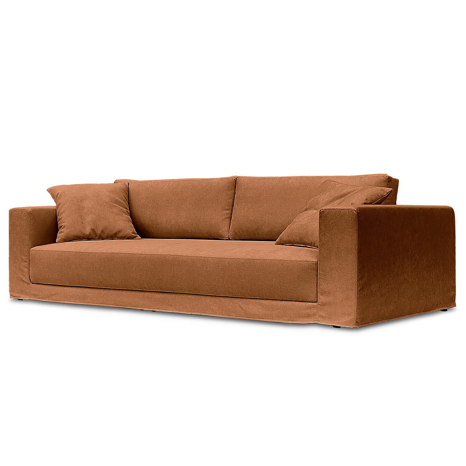 BIGSOFA mit Wechselbezug - Webstoff - Schwarz/Kupferfarben, Kunststoff/Textil (265/63/122cm) - home24