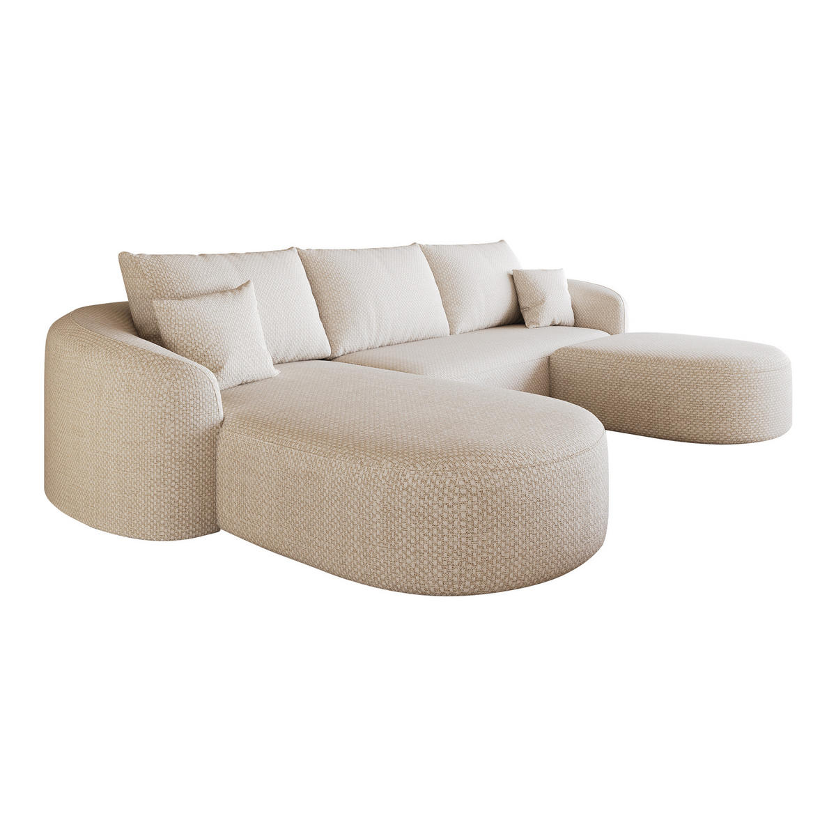 WOHNLANDSCHAFT DE-34817 U-Form 2-Sitzer Chaiselongue links Weiß - Weiß, Textil (168/85/336cm) - ComfortXL