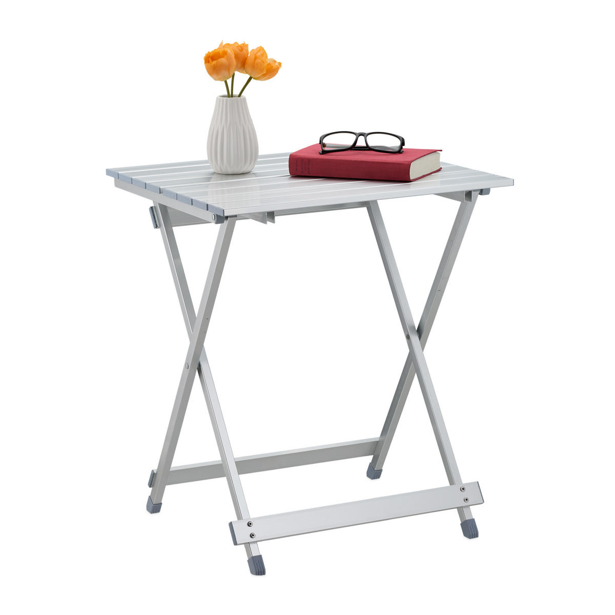 KLAPPTISCH - Silberfarben, Metall (47.5/50/59.5cm) - Relaxdays