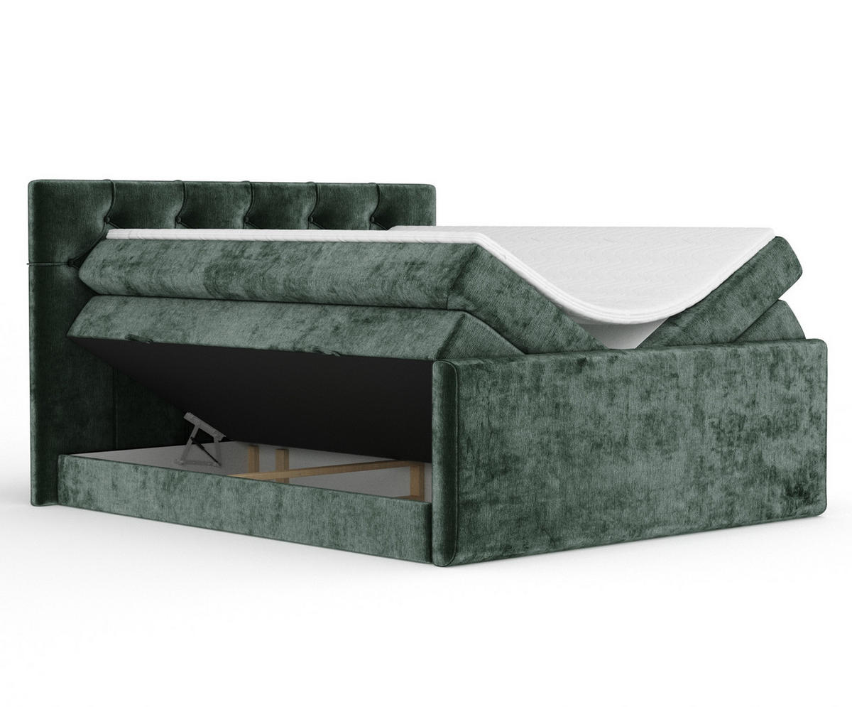 BOXSPRINGBETT Hugo Grün 140/200 cm - Schwarz/Grün, Holz/Holzwerkstoff (140/200cm) - Maison de Reve