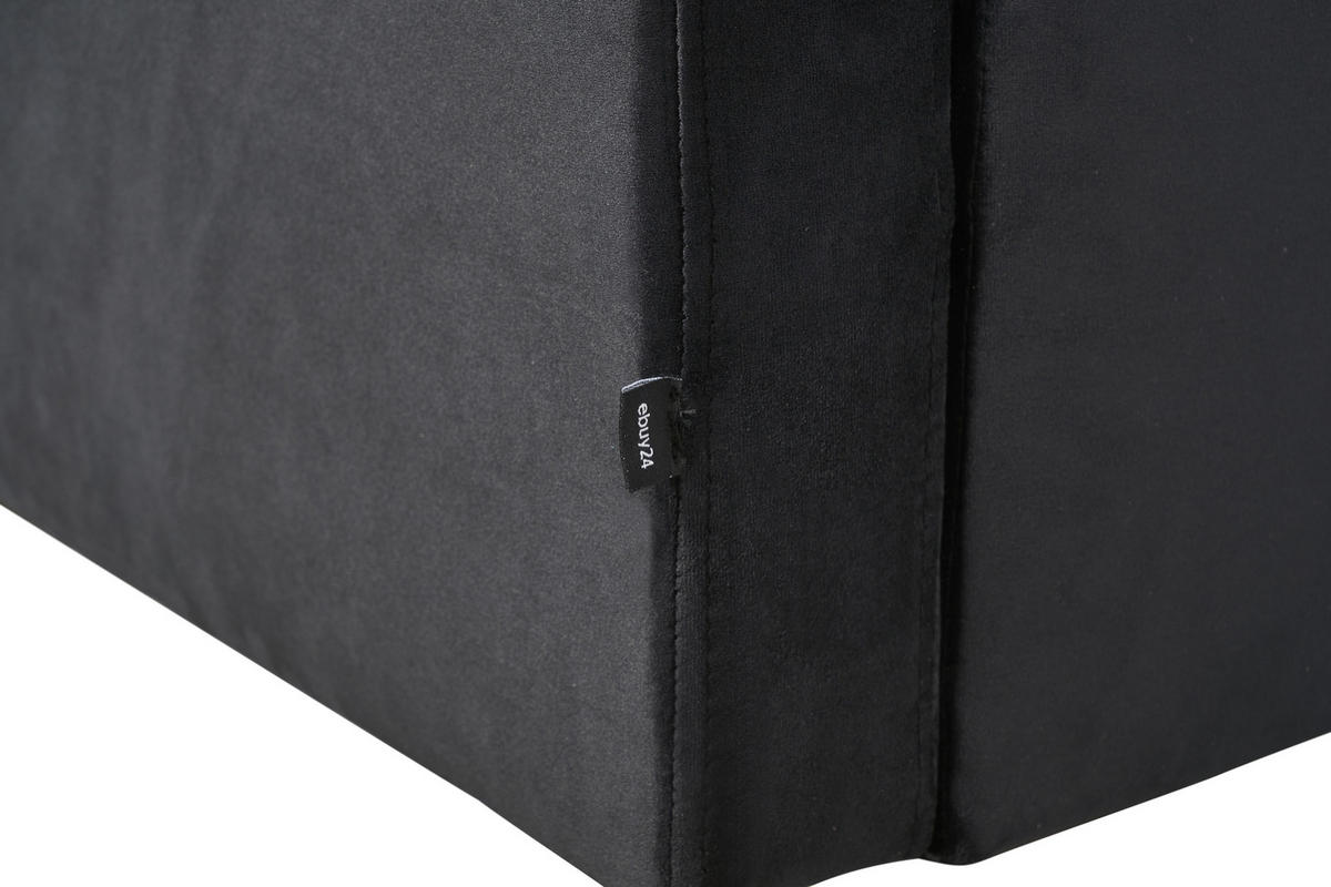 ECKSOFA Velours schwarz - Schwarz, Textil (290/177cm) - ebuy24