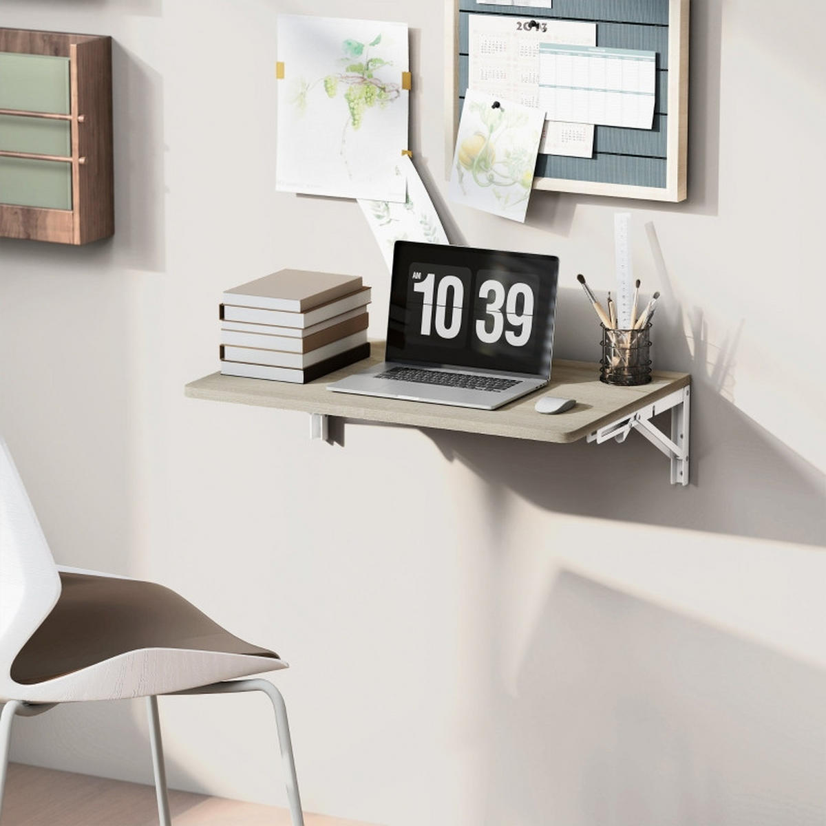 WANDKLAPPTISCH 60/40 cm Eiche mit abgerundeten Ecken platzsparend - Eichefarben, Holzwerkstoff (60/40/16cm) - OKWISH