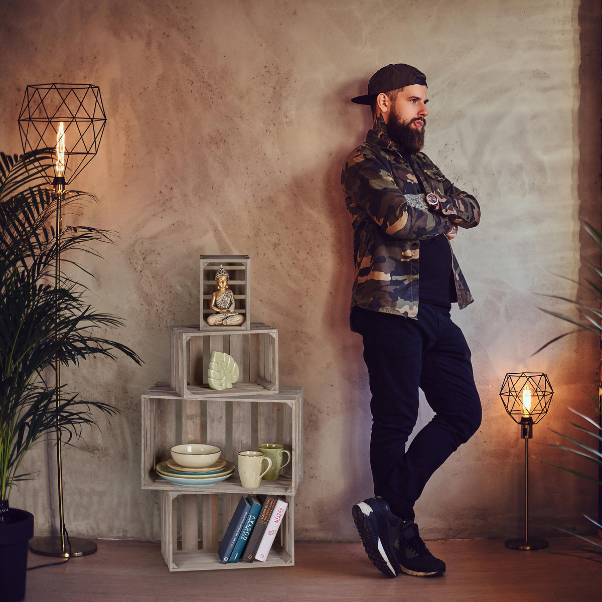 4ER Shabby-Kiste - Grau, Holz (50/25/31cm) - Relaxdays