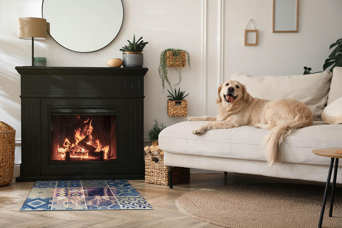 GLASPLATTE für Kamin 80x60 cm - Blau, Glas (80/60/0.4cm) - TULUP