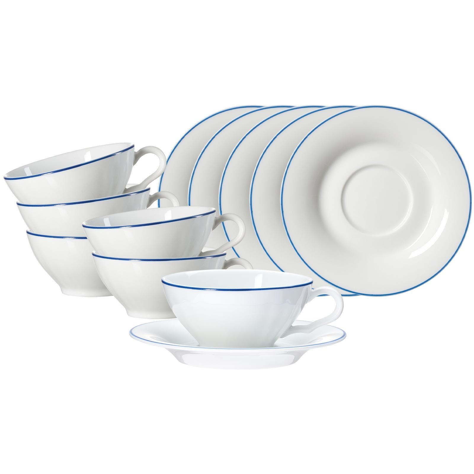 TEETASSEN MIT UNTERTASSEN Ostfriese Blau 100 ml 6er Set - Blau, Keramik (100L) - Ritzenhoff Breker