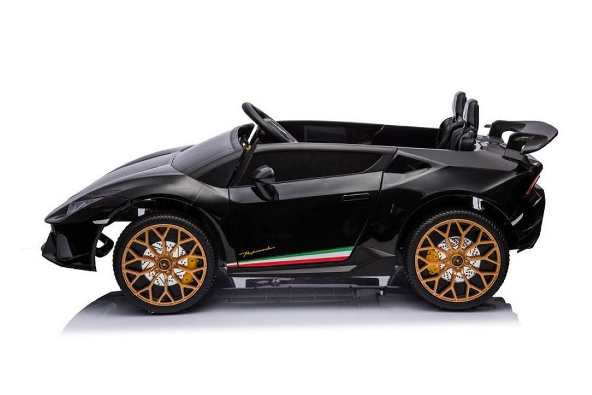 KINDER ELEKTROAUTO Lamborghini Huracan Spider schwarz Allradantrieb, EVA-Reifen, Kunstledersitz, lizenziert, Zweisitzer - Schwarz, Kunststoff (133/88/50cm) - Es-Toys