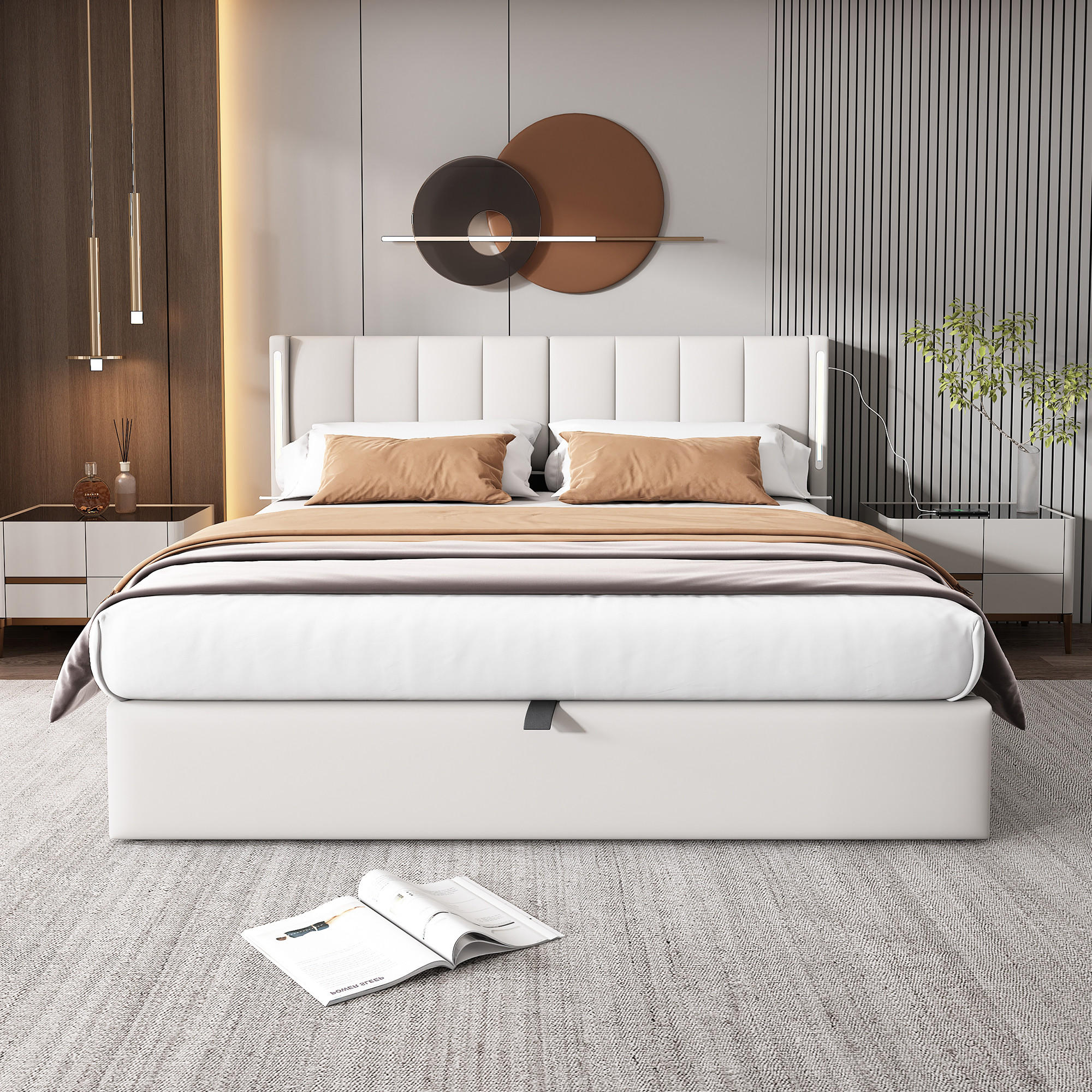 POLSTERBETT Weiß King Size 207/160/103 cm - Weiß, Holzwerkstoff/Metall - Urban Meuble