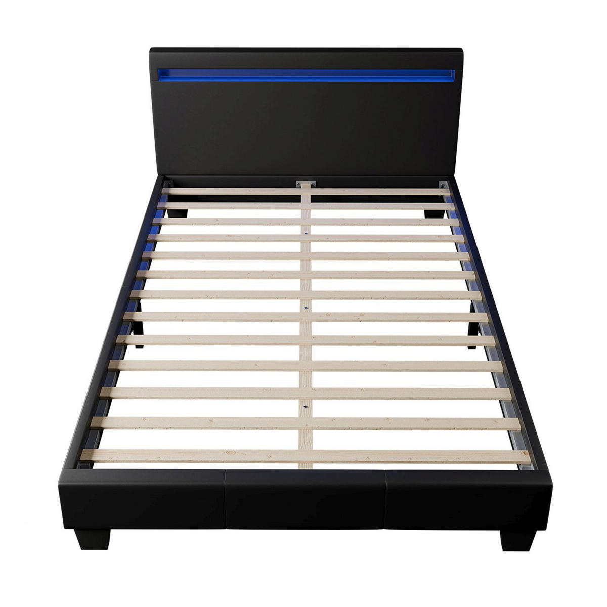 POLSTERBETT Paris mit LED schwarz 120x200cm - Schwarz, Holzwerkstoff (120/200cm) - Juskys