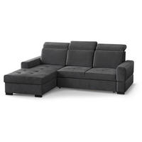 ECKSCHLAFSOFA Alex Mini dunkelgrau links - Dunkelgrau/Schwarz, Textil (245/185cm) - Beautysofa
