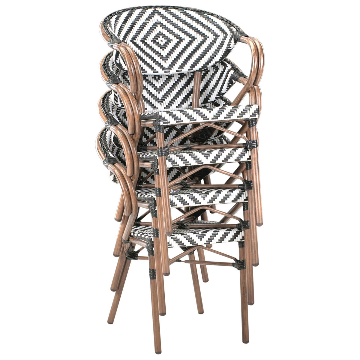 GARTENSTUHL 4er-Set Dunkelbraun Caspri - Dunkelbraun/Schwarz, Kunststoff (57/80/55cm) - Beliani